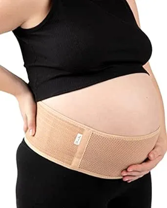 Jill & Joey Maternity Belt - Belly/Back Support Band Brace - Pregnancy Must Haves (Beige, Medium)