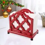 Vintage Metal Napkin Holder Cast Iron Napkin Holder Organizer for Kitchen Restaurant Home Décor, Red