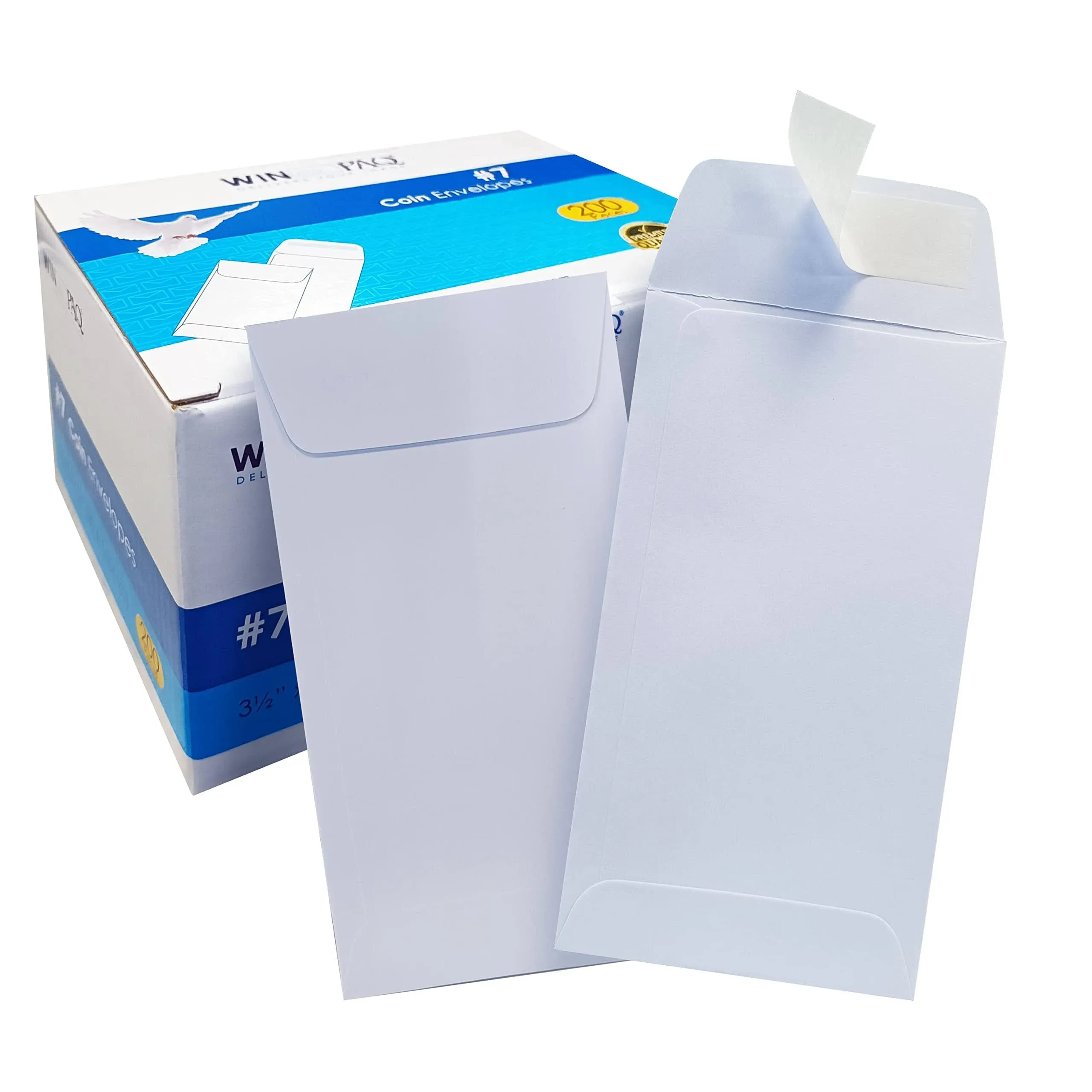 WINPAQ #7 White Coin Envelopes 3 1/2 x 6 1/2 27lb Bright White Coin Envelopes...