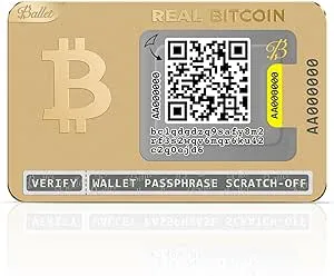 Ballet Real Bitcoin, 24K Gold Plated Edition - The Easiest Crypto Cold Storage Card with New Premium Packaging, Cryptocurrency Hardware Wallet with Multicurrency and NFT Support (1-Single)