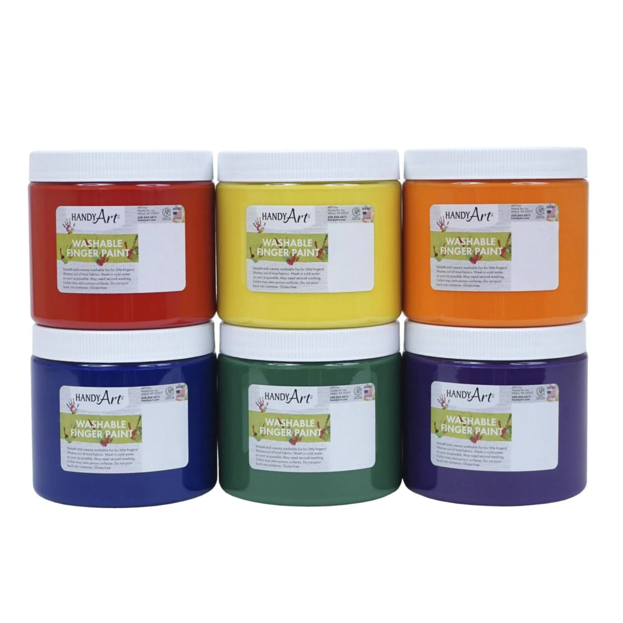 Handy Art Washable Finger Paint - Pint Primary Set of 6