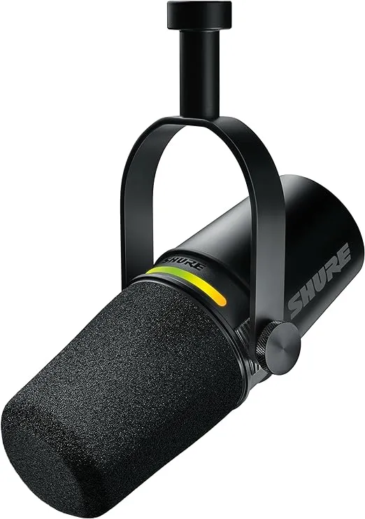 Shure MV7+ Podcast Dynamic Microphone. OBS Certified, Enhanced Audio, LED Touch Panel, USB-C & XLR Outputs, Auto Level Mode, Digital Pop Filter, Reverb Effects, Podcasting, Streaming, Recording -Black