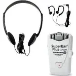 SuperEar Plus SE7500 Personal Sound Amplifier (PSAP), Pocket Sound Amplifier, Headphones & Discreet Earbuds w/Auto Shut Off & Case, On/Off Volume