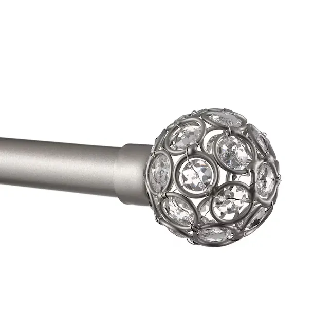 Exclusive Home Rings 1 inch Curtain Rod and Coordinating Finial Set, Size: 66 inch-120 inch, Silver