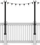 2-Pack 5 Ft String Light Poles Outdoor Metal with Fixing Clips for Garden Deck