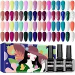 JODSONE 32+4 Pcs Gel Nail Polish Kit Soak Off Gel Polish Set Glitter Gel Nail Kit Nail Art Salon DIY at Home Manicure Kit