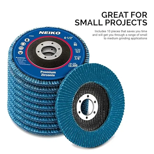 NEIKO 11116A 10 Pack Zirconia Flap Discs 4-1/2 for Angle Grinder, 40 Grit Flapper Wheel, Flat T27 Grinding Wheel 4.5 Inch Flap Disc, 7/8" Arbor Grinding Disc, Flap Wheel for Wood & Metal Sanding