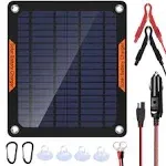 OYMSAE 5W 12V Solar Car Battery Charger Portable Waterproof Solar Power Battery Charger & maintainer with Trickle Cigarette Lighter Plug & Alligator Clip