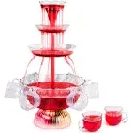 Nostalgia 3-Tier Party Fountain, Holds 1.5 Gallons, LED Lighted Base, Includes 8 Reusable Cups, 1.5 Gallon, Clear