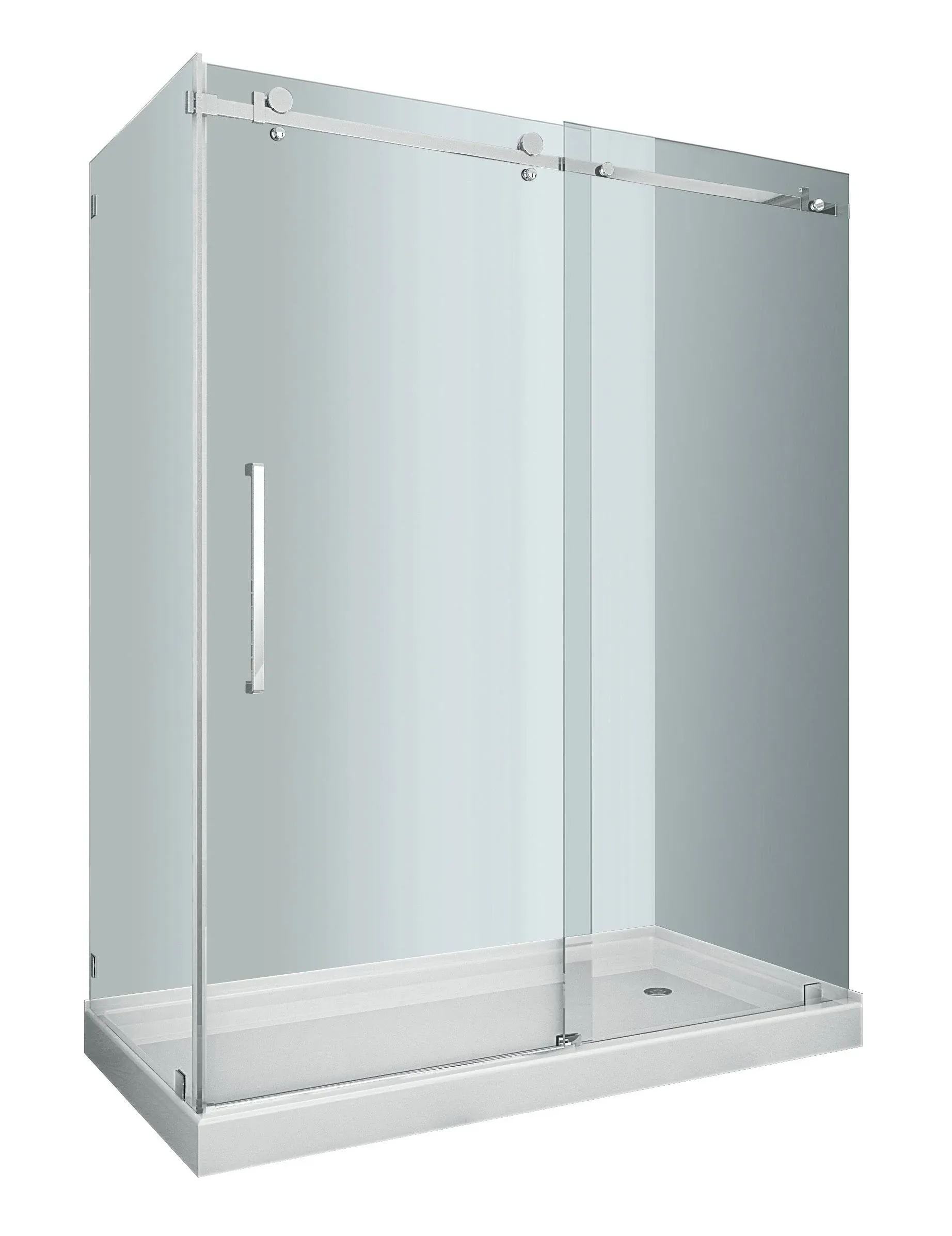 Aston Moselle 60 in. x 77-1/2 in. Frameless Sliding Shower Door Enclosure in Stainless Steel with Right Drain Base SEN976-TR-SS-60-10-R