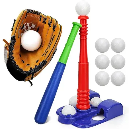 TOY Life Tball T Ball Set for Kids 3-5 Tball Set for Kids 5-8 Tee Ball Bat Toddler Baseball Tee Ball Set Bat Baseball Kids T Ball Stand for Kids 3-5 T Ball Set for Kids 5-8 T Ball Bat Set