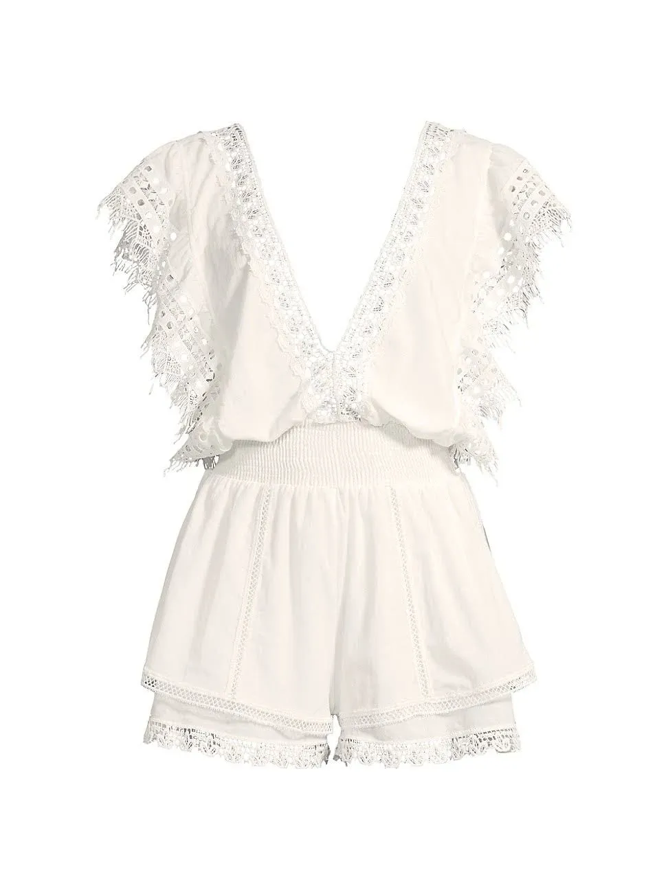 Peixoto Women's Raja Lace-trimmed Romper - White - Size XS