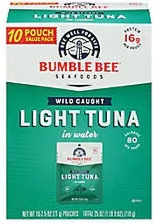 Bumble Bee Light Tuna, in Water, 10 Pouch Value Pack - 10 pack, 2.5 oz pouches