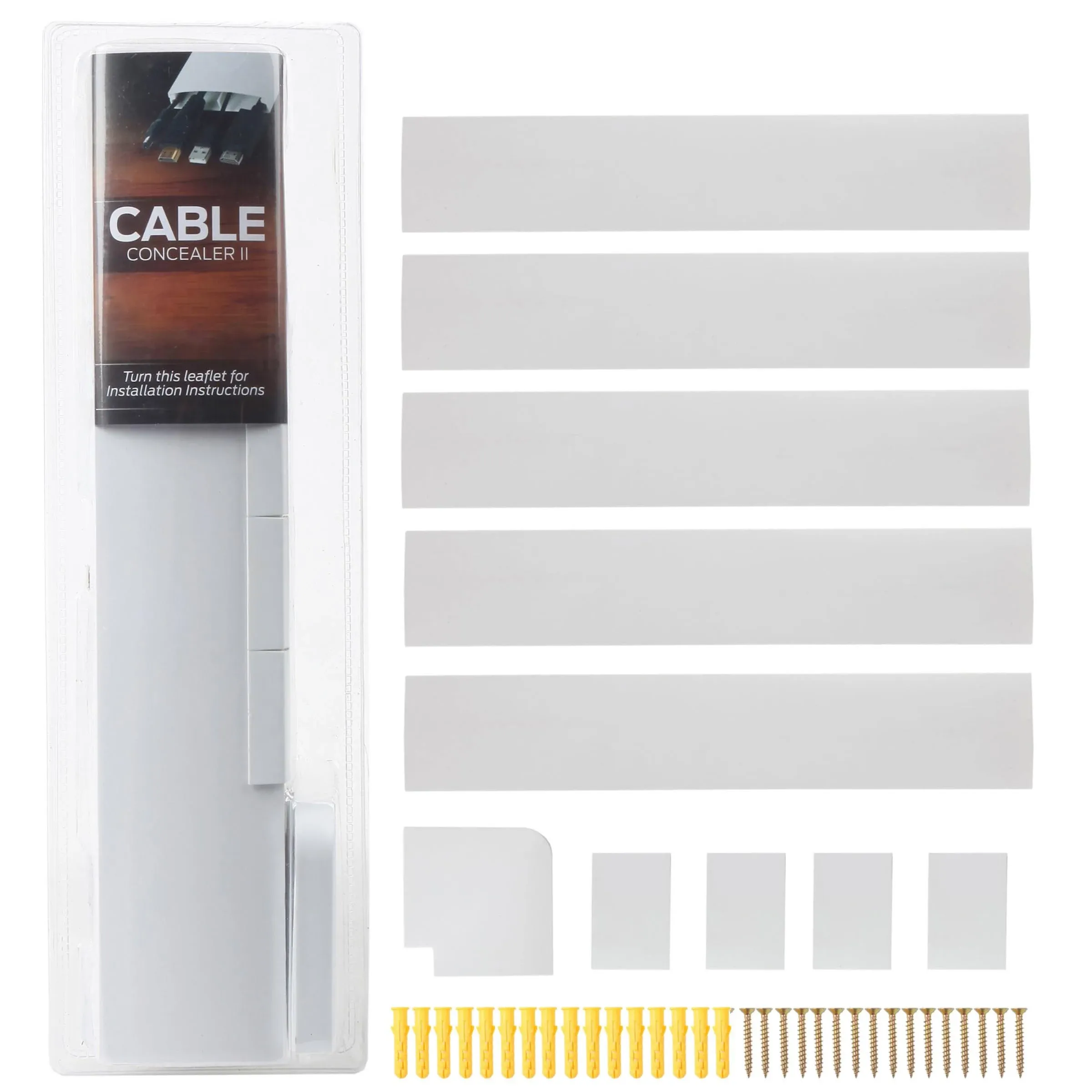 10Ft Cord Concealer Cable Organizer Kit White Wall Mount Wire Protector 40Pcs