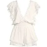 Peixoto Women's Raja Lace-trimmed Romper - White - Size XL