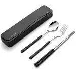 DEVICO Travel Utensils, 18/8 Stainless Steel 4pcs Cutlery Set Portable Camp Reus