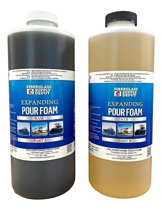 Fiberglass Supply Depot 4 lb. Density Expanding Foam Kit: 2 Part Closed Cell Polyurethane Liquid Foam for Boat and Dock Flotation, Insulation,