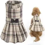 PUPTECK Classic Plaid Dog Dress Cute Puppy Clothes Outfit Small