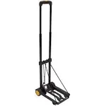 Mount-It! Folding Luggage Cart and Dolly | 77 Lb Capacity | Portable Lightweight Luggage Trolley Cart with Telescoping Handle and 4 Rubber Wheels | Steel Frame