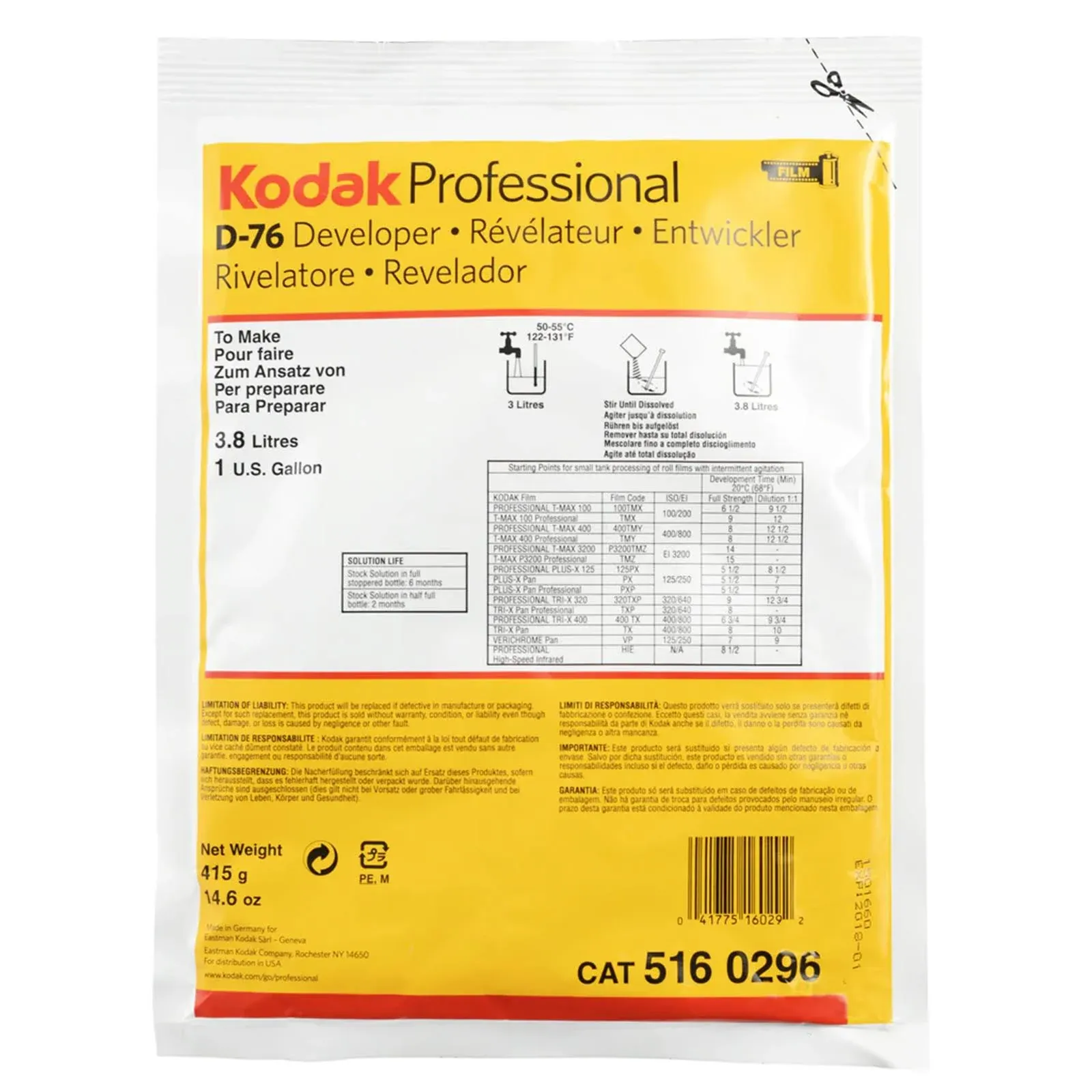 Kodak Professional D-76 Film Developer (To Make 1 gal)