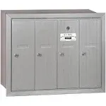 Salsbury 3504ARU Recessed Mounted 4 Door Vertical Mailbox and USPS Access, Aluminum