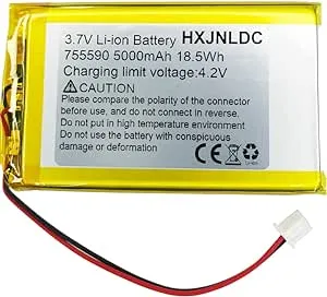 DC 3.7V 5000mAh 755590 li-ion Lithium Ion Polymer Battery Replacement for DIY 3.7-5V Electronic Product, Mobile Energy Storage Power Supply