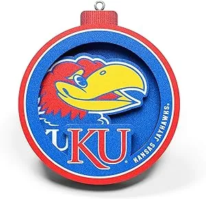 YouTheFan NCAA Kansas Jayhawks 3D Logo Series Ornament, team colors