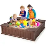 48.5&#034; x 48.5&#034; x 12.5&#034; Kids Outdoor Sandbox Children’s Play Station for Backyard