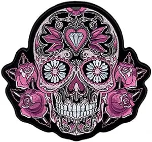 Hot Leathers Ladies Pink Sugar Skull and Roses Patch