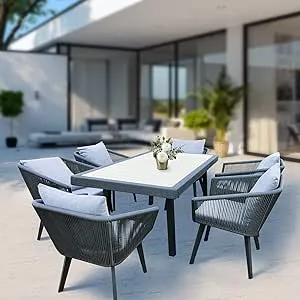 Home Care Wholesale 11 Pieces Patio Dining Set for 10 All Weather Outdoor Dining Sets Grey Darker Gr