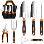 Steel Heavy Duty Gardening Tool Set with NonSlip Rubber Grip&amp;Storage Bag