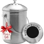 Epica Stainless Steel Compost Bin 1.3 Gallon-Includes Charcoal Filter