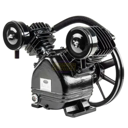 Compressor Source 1.5 to 2 HP Replacement Air Compressor Pump Single Stage 2 Cylinder 4.5 CFM V Style Twin Cylinder 2 Piston Black