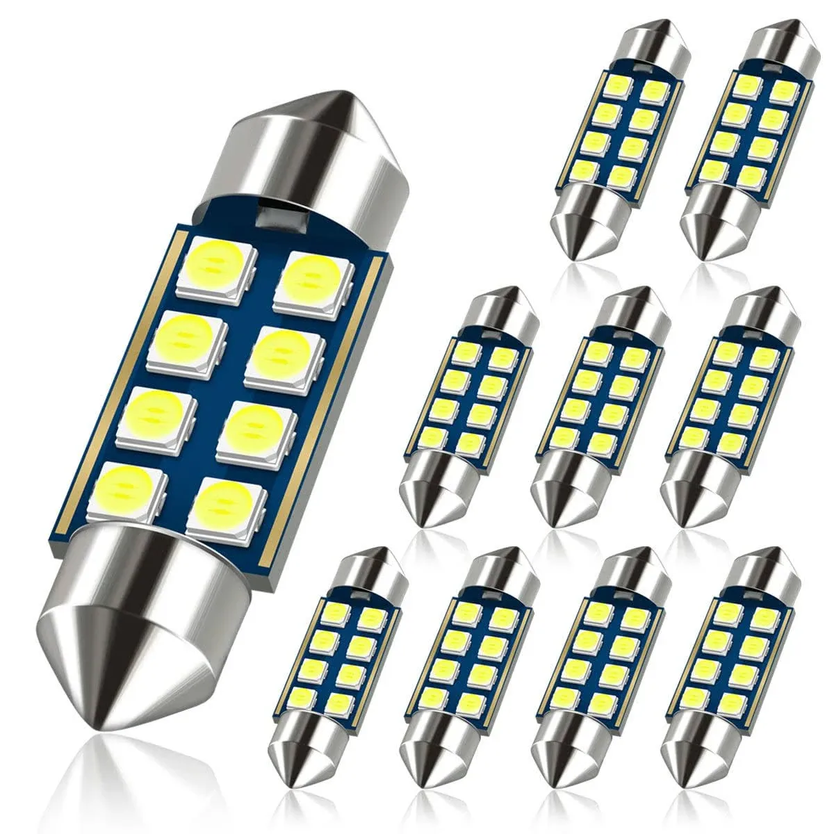 36MM Festoon 6418 DE3423 DE3425 Ice Blue Color Extra Bright LED Bulbs for Car...