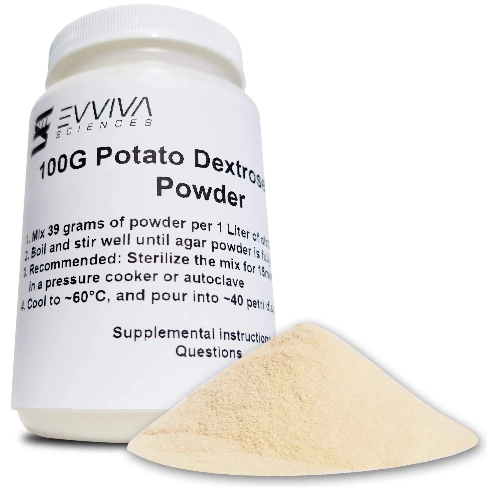 Potato Dextrose Agar Powder 100 Grams - Excellent for Mold & Fungus - Great for Mushrooms - Makes 100-125 Petri Dishes