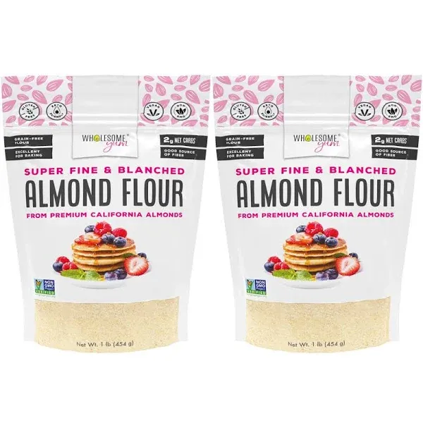 Wholesome Yum Premium Fine Blanched Almond Flour for Baking More 16 oz 1 lb Low Carb Gluten Free Non GMO Keto Friendl