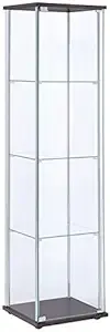 Bowery Hill Contemporary Espresso 4 Shelf Glass Curio Cabinet