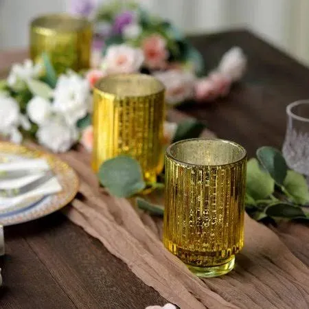 Efavormart 3 Pack | 5 inch Gold Mercury Glass Speckled Votive Candle Holder Vase ...