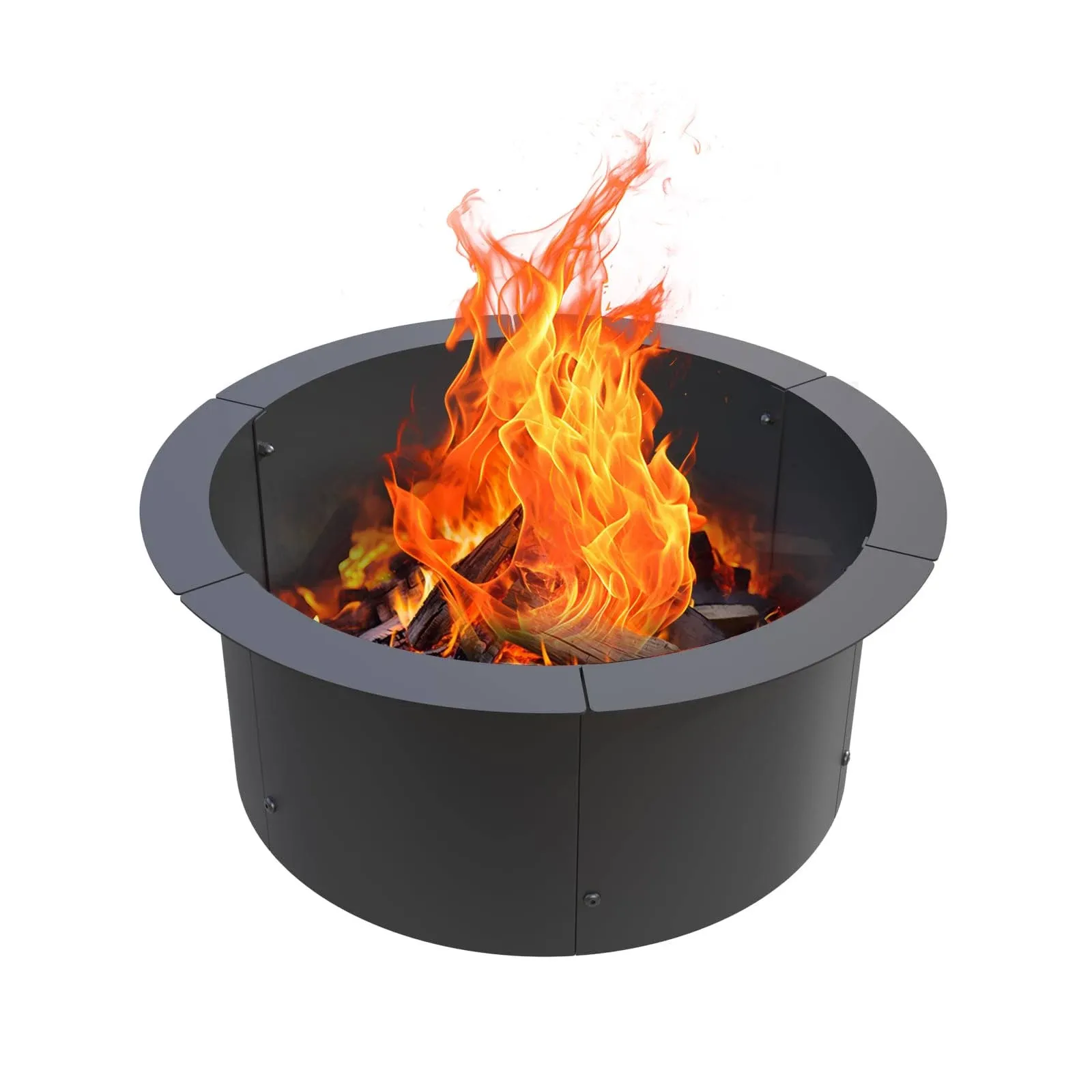 Fire Pit Ring Outdoor Wood Burning Fire Pit Liner 27.5 Inch Camping Fire Ring Painted Steel Firepit Ring Heavy Duty Campfire Ring Above or In-Ground for Bonfire Outdoor Backyard