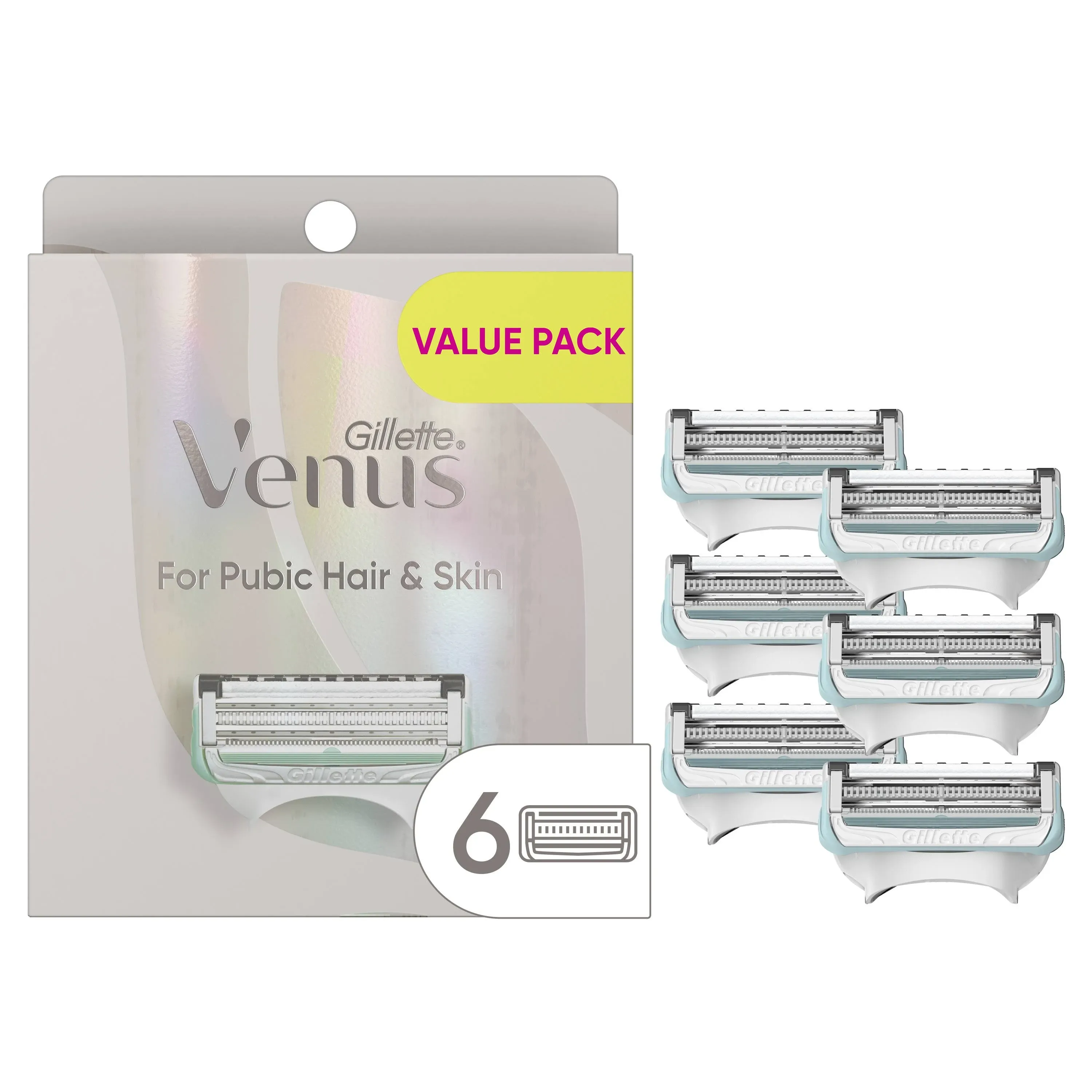 Gillette Venus Intimate Grooming Womens Razor Blade Refills with Bikini Trimmer, 4 Count (Pack of 1)