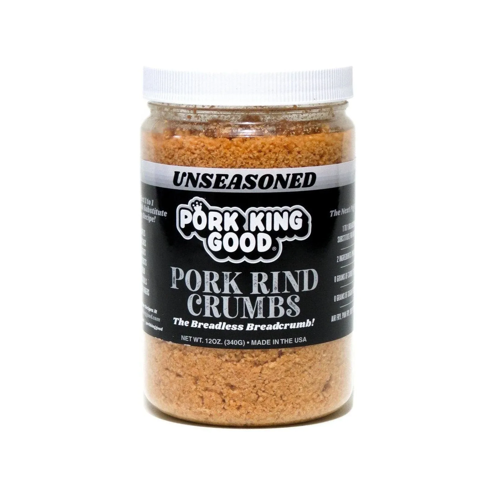 Pork King Good, Pork Rind Crumbs, Unseasoned, 12 oz (340 g)