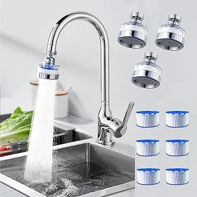 LUV 3Pack Sink Water Filter Faucetz: Faucet Filter-360° Rotating Fauc Filters Purifier Kitchen Tap Filtration Removes Chlorofluoride Heavy Metal Hard Water Suitable for Home Bathrooms and Kitchens