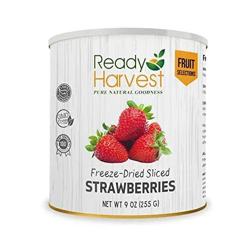 Ready Harvest Freeze Dried Strawberries | Healthy Emergency Snacks | Hurricane preparedness items as survival food | Pantry Staples | #10 Can | 30 Year Shelf Life