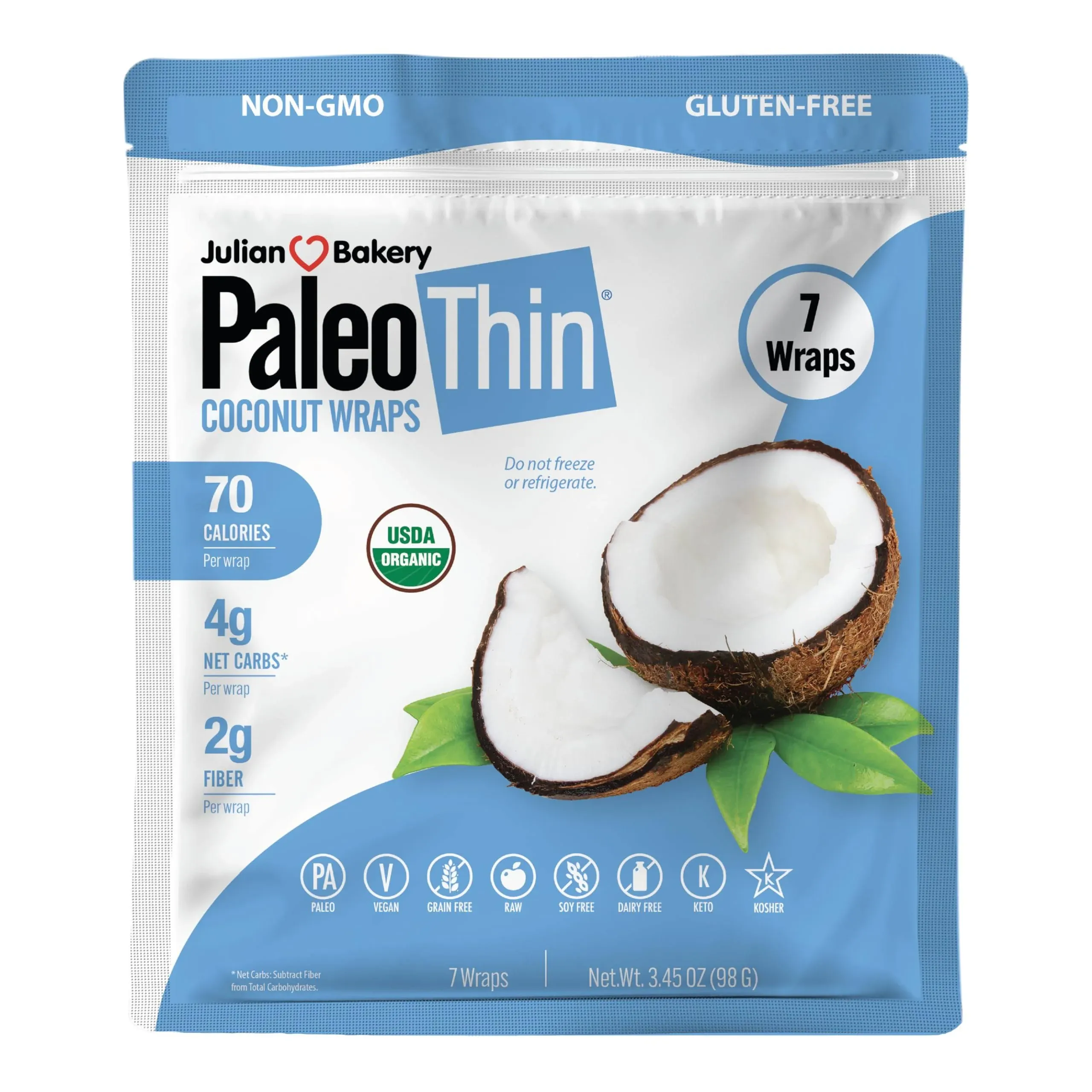 Julian Bakery, PaleoThin, Coconut Wraps, 7 Wraps, 4.4 oz