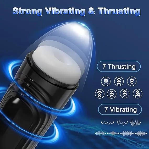 Automatic Male Masturbator, 7 Blowjob Thrusting Modes, One Click orgasm Masturbators Cup, Men Sex Toys, 3D Realistic Textured Vagina Man Masturbation Stroker Adult Sensory Toys