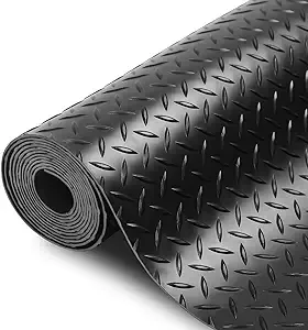 SEAL 4 x 6 Ft Premium Garage Floor Mat, 2.8mm Thick Black Commercial Grade Heavy Duty Parking Mat for Garage Floor, Golf Cart Parking, Water/Stain Resistant Floor Runner (Embossed Diamond Plate)