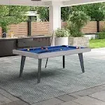 Playcraft Santorini 82" Outdoor Slate Pool Table with Dining Top Benches and Ping Pong