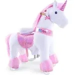 PonyCycle Ride on Unicorn Horse for Kids Toddler Rocking Horse (with Brake/ 30" Height/Size 3 for Age 3-5) Pink Unicorn Plush Kids Ride on Horse Toys Rideable Unicorn Ride-on Birthday Gifts Ux302