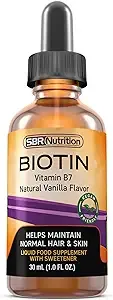 SBR Nutrition Biotin Liquid Drops, 5000mcg per Serving (60) 1.0Fl.oz (30ml) Vanilla