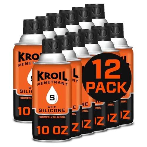 Kroil Penetrating Oil with Silicone (Aerosol Spray-10oz Can-Case of 12) | Penetrant for Rusted Bolts, Metal | Lubricant for Hinges, Chains, Moving Parts (SK102C)
